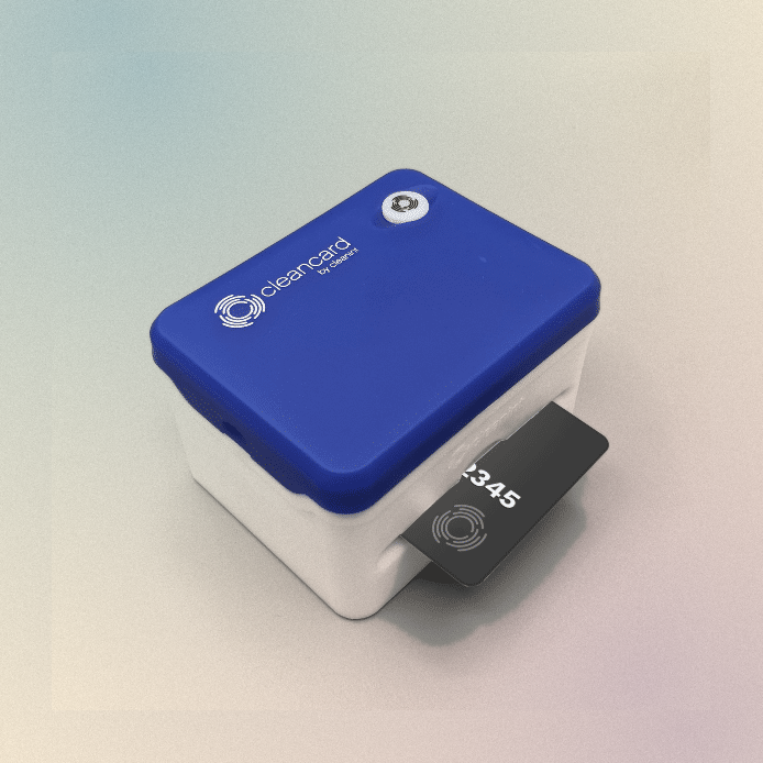 Cleancard sanitizer with a card inserted